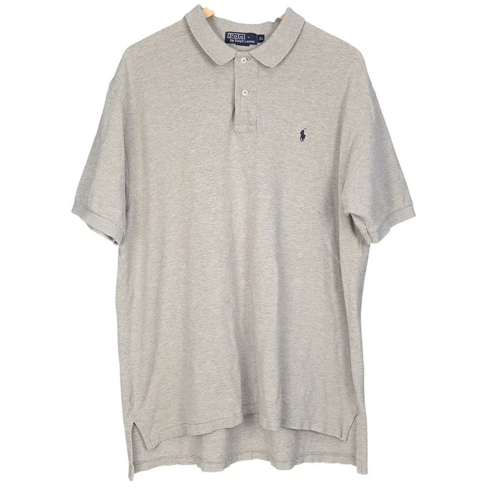 Polo Ralph Lauren Polo Shirt Mens XL Light Gray Short Sleeve Cotton Vintage